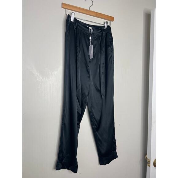 NWT Cami Nyc Hadar Waist Tie Silk Stretch Pants Women's Black Size: 2 - Picture 3 of 8